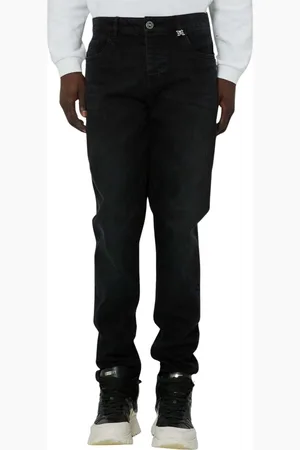 John Richmond Jeans, Herre, Sort, W31, Bomuld, Slim fit jeans med metal mærke foran