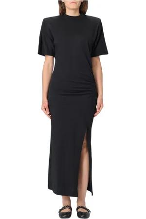 Pinko Kjole, Dame, Sort, M, Elegant Sort Midi Kjole Asymmetrisk Hem