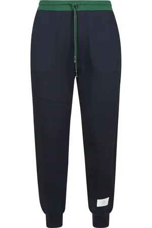 Thom Browne Bukser, Herre, Blå, M, Bomuld, Farveblokerede sweatpants i børstet loopback