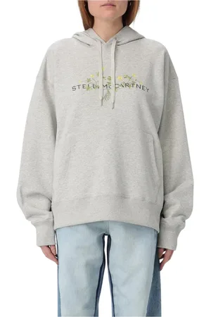 Stella McCartney Sweathshirts & Hoodies, Dame, Grå, 2XS, Bomuld, Grå Blomstret Oversized Hættetrøje