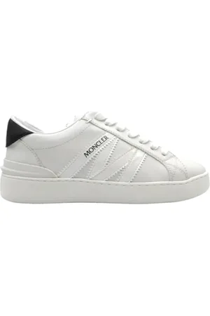 Moncler Sko, Dame, Hvid, 38 EU, Læder, Hvide Læder Sneakers Monaco Stil