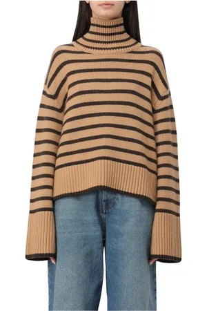 Lisa Yang Strik, Dame, , M, Uld, Stribet Turtleneck Sweater