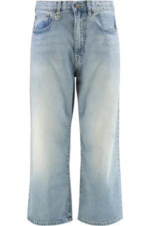 R13 Jeans, Dame, Blå, W28, Bomuld, Bredbenede jeans med metal detaljer