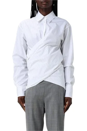 Fabiana Filippi Bluser & Skjorter, Dame, Hvid, S, Pinstripe Cotton Wrap Shirt