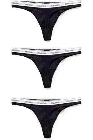 Calvin Klein Undertøj, Dame, Sort, XS, Bomuld, Trykt Bomuld Thong Undertøj