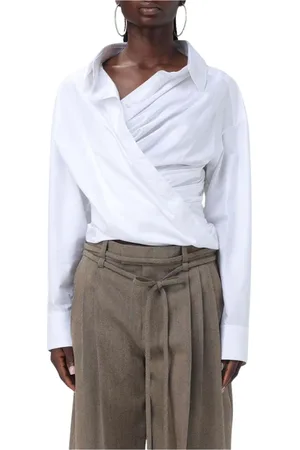 Alexander Wang Bluser & Skjorter, Dame, Hvid, M, Bomuld, Hvid Bomuld Draperet Skjortebluse