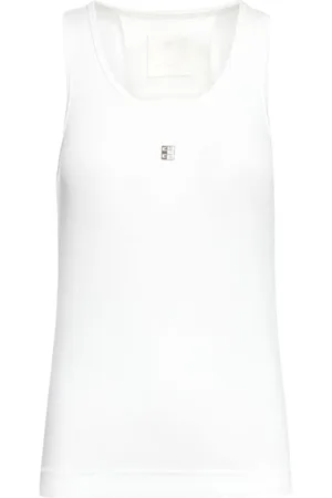 Givenchy Top, Dame, Hvid, S, Bomuld, Elegant Hvid Ribbet Tank Top