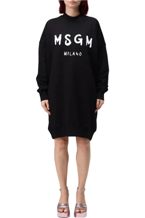 Msgm Kjole, Dame, Sort, XS, Bomuld, Sort Logo Sweatshirt Kjole Kvinde