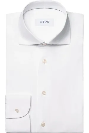 Eton Skjorte, Herre, Hvid, 2XL, Hvid Slim Stretch Skjorte Wide Spread