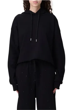 DISCLAIMER Sweathshirts & Hoodies, Dame, Sort, M, Bomuld, Sort Cropped Hoodie Sweater