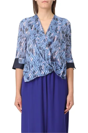 Emporio Armani Bluser & Skjorter, Dame, Blå, XS, Blå Abstrakt Print Bluse