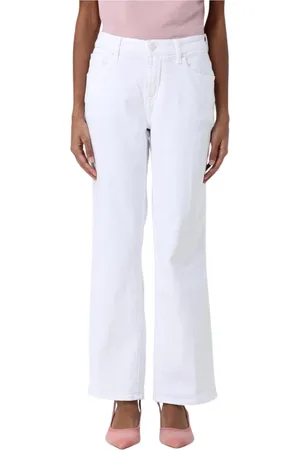 7 for all Mankind Jeans, Dame, Hvid, W30, Uld, Stilfulde hvide wide leg jeans