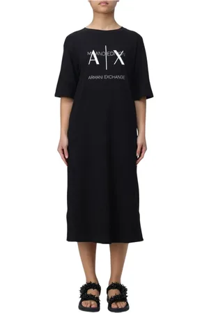 Armani Exchange Kjole, Dame, Sort, XS, Bomuld, Sort Logo Kjole til Kvinder