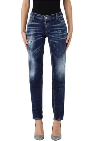 Dsquared2 Jeans, Dame, Blå, XS, Uld, Blå Distressed Skinny Jeans