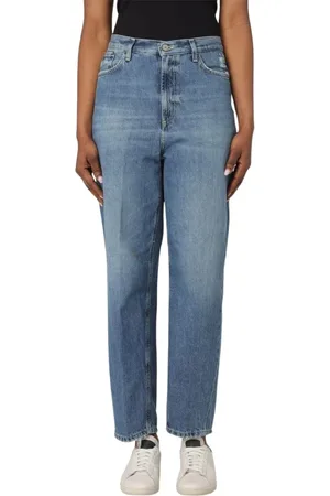 Dondup Jeans, Dame, Blå, W26, Uld, Stilfulde Blå Straight Leg Jeans