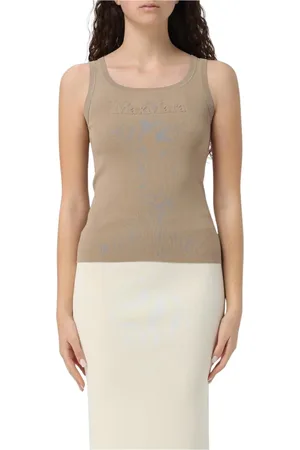 Max Mara Top, Dame, , XS, Uld, Ribstrikket Ærmeløs Elegant Sort Top