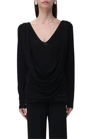 Alberta Ferretti Top, Dame, Sort, M, Sort Draperet Cowl Neck Top