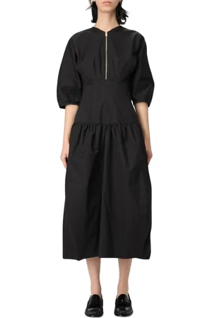 Fabiana Filippi Kjole, Dame, Sort, S, Bomuld, Sort Elegant Midi Kjole