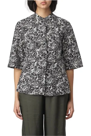 Aspesi Bluser & Skjorter, Dame, Sort, XS, Bomuld, Elegant Blomstret Bomuldsskjorte