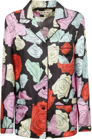Marni Bluser & Skjorter, Dame, Flerfarvet, M, Blomstret pyjamas skjorte med lomme