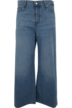 7 for all Mankind Jeans, Dame, Blå, W27, Bomuld, Bredde Jeans - Højtaljede, Løstsiddende