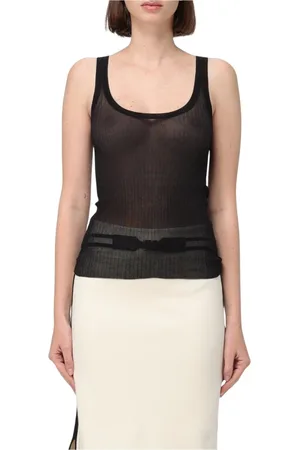 Max Mara Top, Dame, Sort, L, Sort Ribstrikket Tank Top