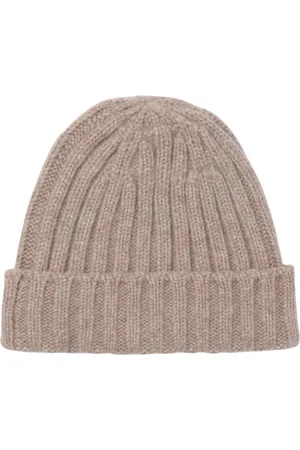 Aspesi Tilbehør, Dame, Brun, ONE SIZE, Cashmere, Ribbet Cashmere Beanie Hat