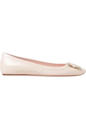 Roger Vivier Sko, Dame, , 37 1/2 EU, Læder, Hvide Læder Ballerina Flats
