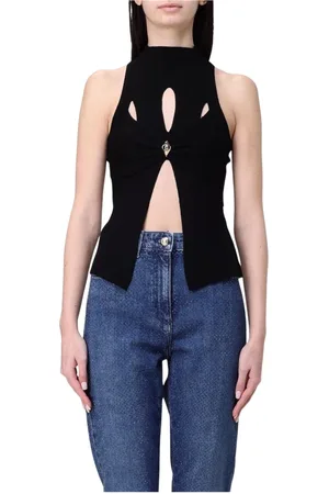 Elisabetta Franchi Top, Dame, Sort, M, Sort Strik Højhalset Top