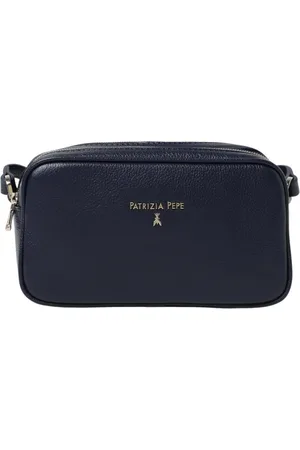 Patrizia Pepe Taske, Dame, Blå, ONE SIZE, Læder, Sort Læder Crossbody Clutch Taske
