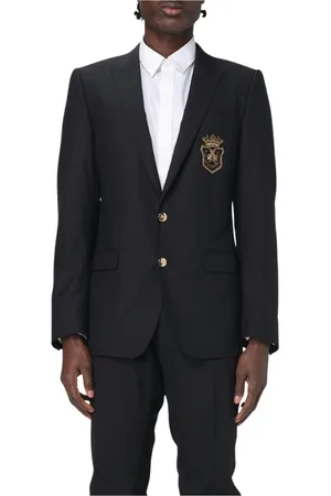 Dolce & Gabbana Jakkesæt, Herre, Sort, XL, Uld, Blazer med broderet bi til mænd