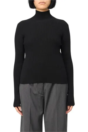 Patou Strik, Dame, Sort, XS, Uld, Sort Ribstrikket Sweater