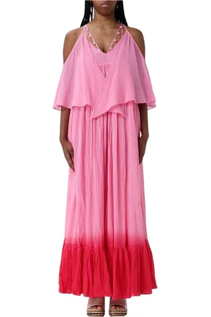 Pinko Kjole, Dame, Lyserød, 2XS, Elegant Asymmetrisk Midi Kjole