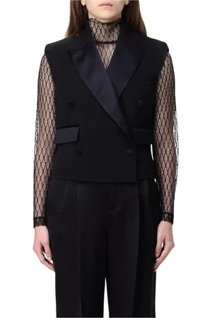 Dolce & Gabbana Jakke, Dame, Sort, XS, Satin, Sort Satin Revers Vest Kvinder