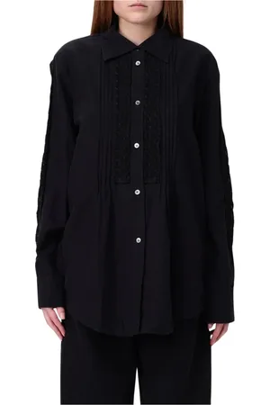 OUR LEGACY Bluser & Skjorter, Dame, Sort, M, Bomuld, Sort Bomuldsskjorte med Plisseret Detalje