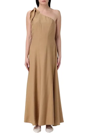 HANITA Kjole, Dame, Brun, XS, Elegant Maxi Kjole med Knude Detalje