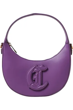 Roberto Cavalli Taske, Dame, Lilla, ONE SIZE, Læder, Violet Halvmåne Læder Clutch Taske