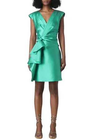 Alberta Ferretti Kjole, Dame, Grøn, S, Satin, Grøn Satin Ruffle Mini Kjole