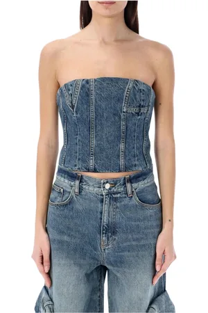 AMIRI Top, Dame, Blå, L, Denim, Indigo Denim Corsage Top