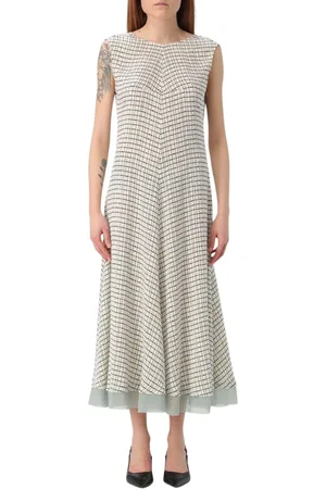 Fendi Kjole, Dame, Hvid, M, Polyester, Gittermønster A-formet Nederdel Kjole