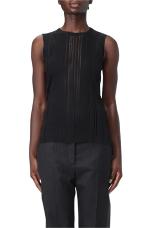 Helmut Lang Top, Dame, Sort, S, Sort Gennemsigtig Ærmeløs Top
