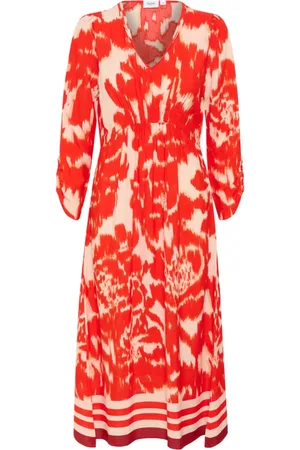 Saint Tropez Kjole, Dame, Rød, S, Farverig Water Blooms Kjole