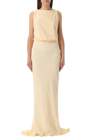 Elisabetta Franchi Kjole, Dame, Gul, XL, Gul Paillet Aftenkjole