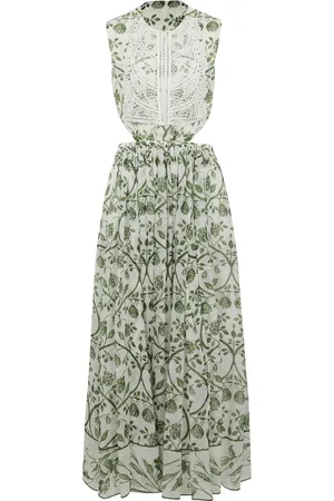 Giambattista Valli Kjole, Dame, Grøn, M, Ivory og Grøn Georgette Kjole