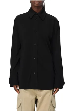 Bottega Veneta Bluser & Skjorter, Dame, Sort, 2XS, Uld, Sort Silke Langærmet Skjorte
