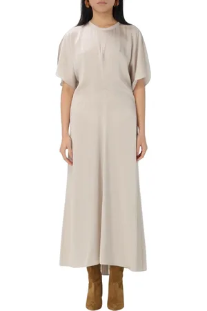 Isabel Marant Kjole, Dame, Hvid, M, Elegant Kortærmet Midi Kjole