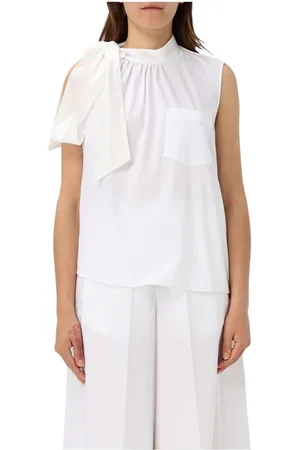 MEIMEIJ Top, Dame, Hvid, XS, Bomuld, Hvid Poplin High Neck Top
