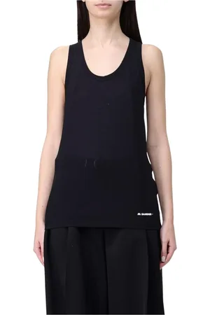 Jil Sander Top, Dame, Sort, S, Bomuld, Hvid Tank Top Afslappet Pasform