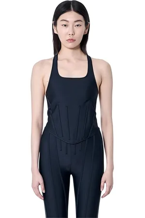 MUGLER Top, Dame, Blå, S, Scoop Neck Corsage Top
