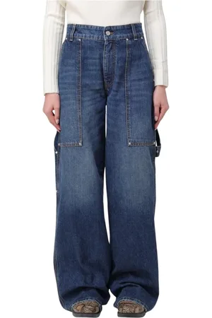 Stella McCartney Jeans, Dame, Blå, W28, Denim, Højtaljede Wide-Leg Denim Jeans
